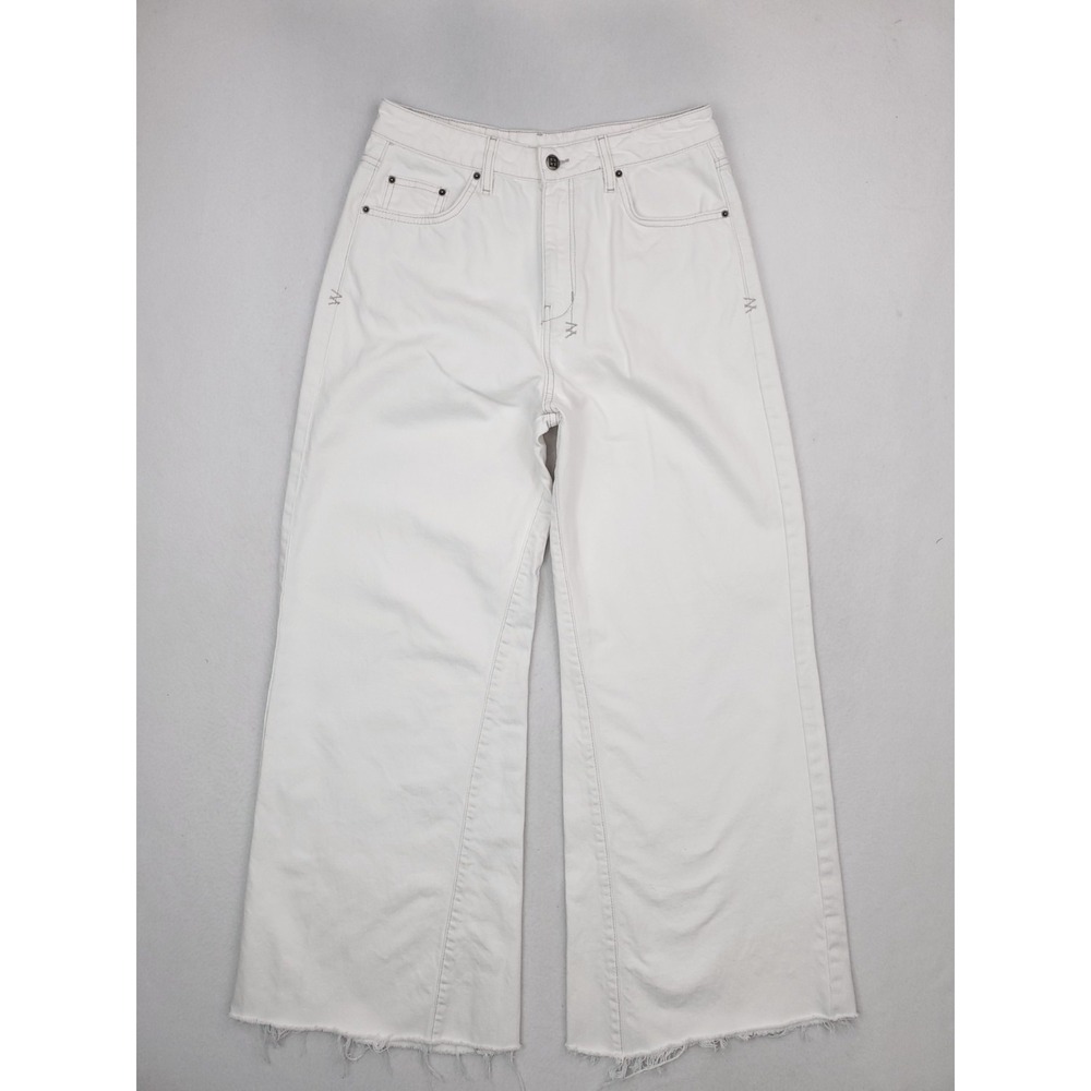 Ksubi Jeans Womens 30 White Gaucho Wide Leg Fray Raw Hem Baggy Y2K Grunge Skater